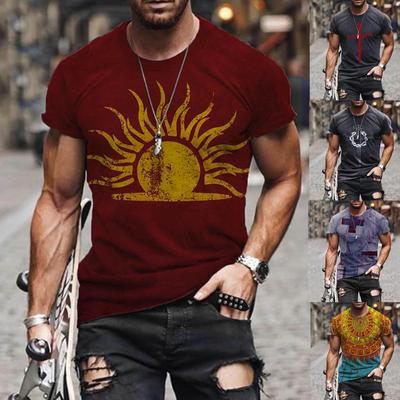 Men's Street  Muscle Short Sleeve Print Personality Fashion Fashion T-Shirt