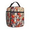 Bestselling Grey Tabby Cats And Tomatoes Anime Style Cute Pattern Design Graphic Office Lunch Bag Long Drive Canvas Lunch Bag