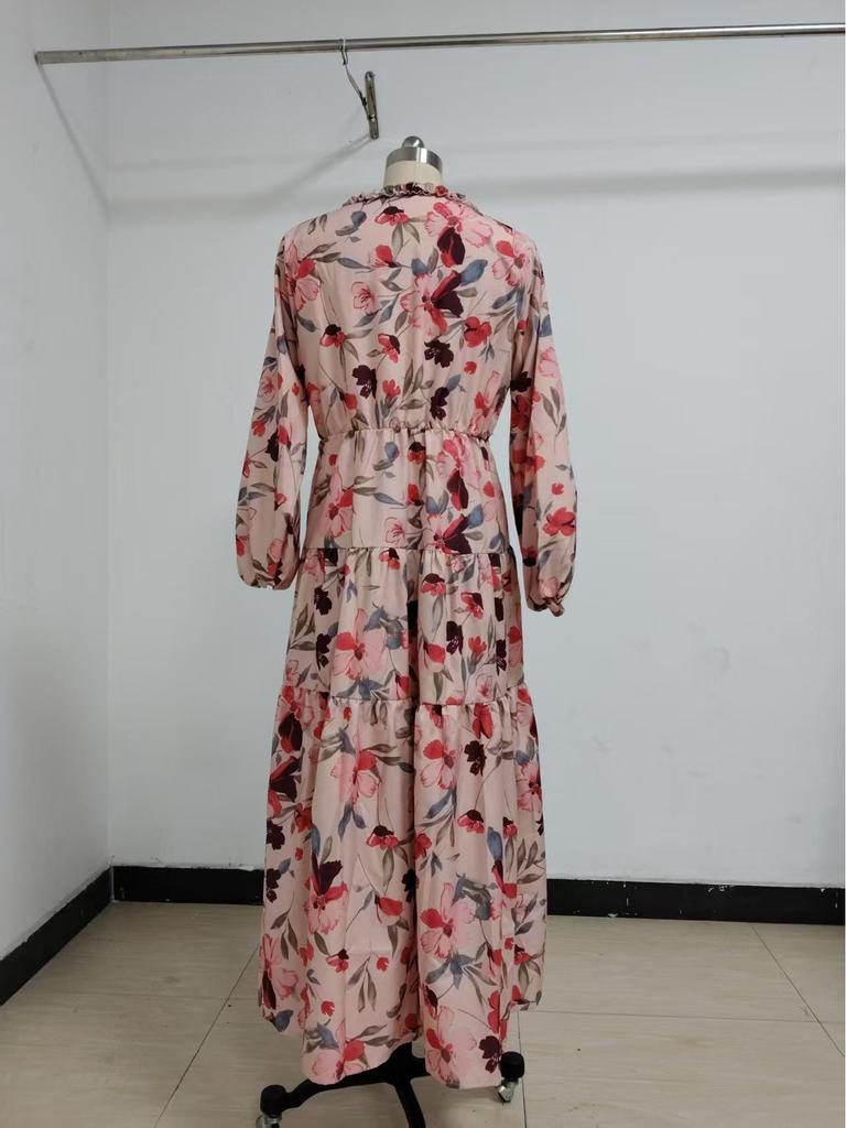 2025 Elegancka Damska Suknia Wieczorowa z Długim Rękawem z Europejskim Nadrukiem