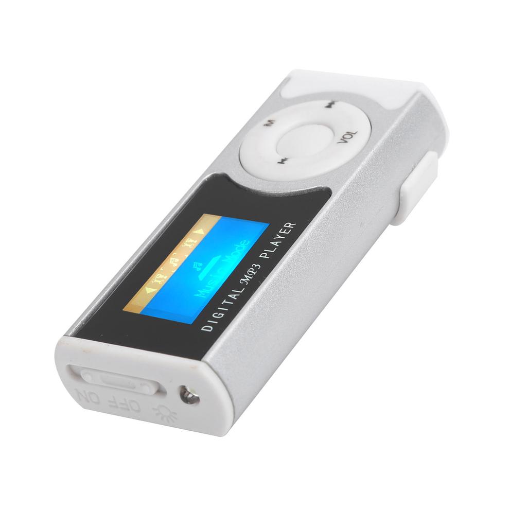 Портативний спортивний MP3 ліхтарик з LCD екраном та кліпсою для кріплення, медіаплеєр(Срібло )