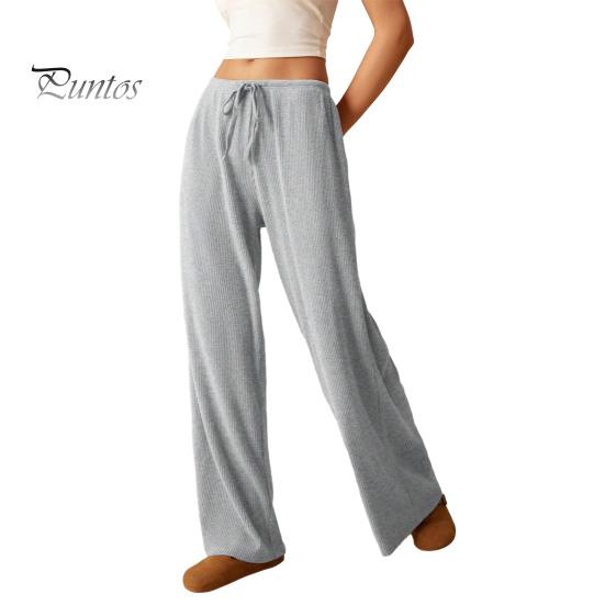 Relaxed Fit Women Bottoms Pants Casual Wide Leg Trousers Elastic Waist Adjustable Drawstring Solid Color Loose Work Travel Daily Wear