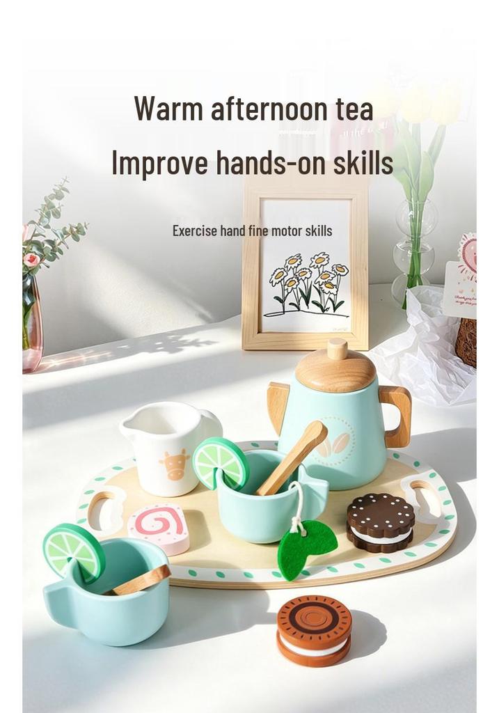 Kids' Educational Wooden Tea Party & Ice Cream Role-Play Set