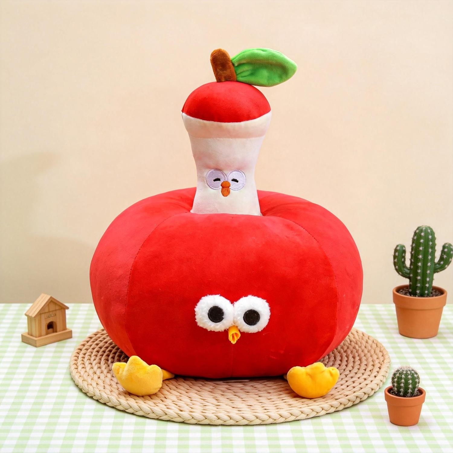 Creative Apple Red Dun Dun Chicken Plush Doll - Large Size Gift 23x23cm 0.25kg