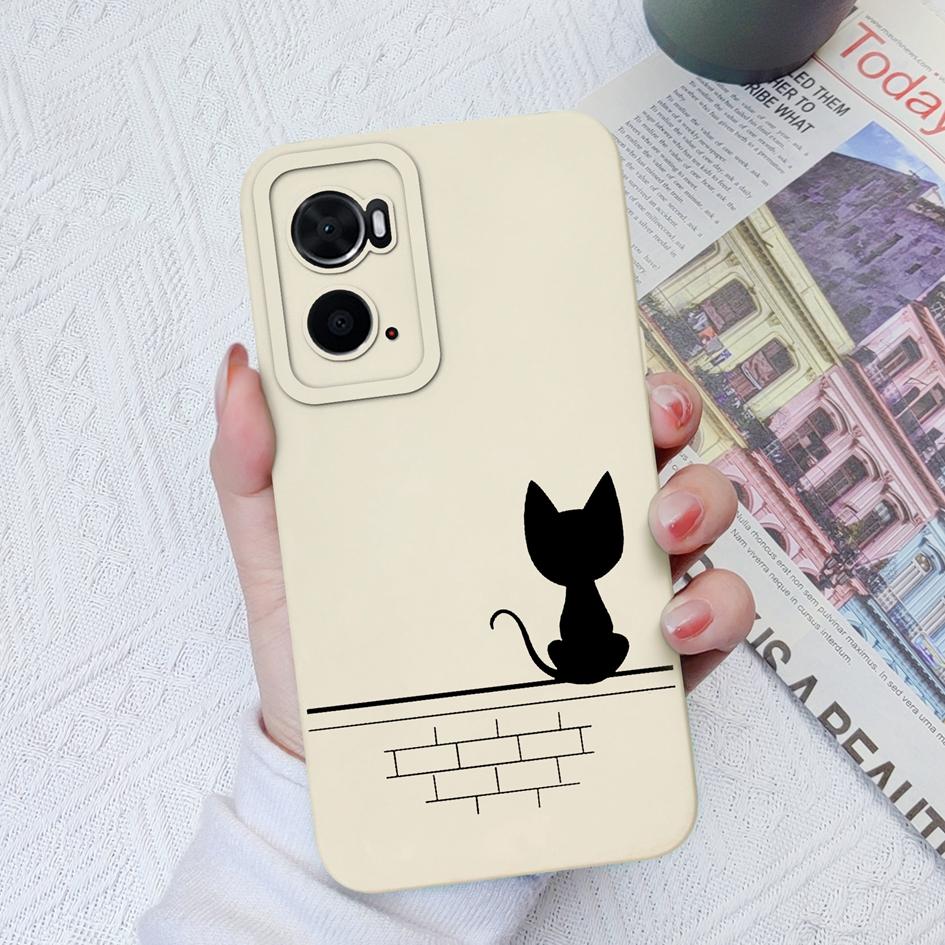 Veske for OPPO A91 A76 A73 A93 A72 A78 A94 A8 AX7 telefondeksel Cute Cat Støtsikker matt myk silikon Anti-fall kamerabeskyttelse for OPPO støtfanger