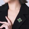 Vintage Brooches Imitation Emerald Leaf Shape Sweater Pins French Style Exquisite Corsage All-match Suit Prom Dress