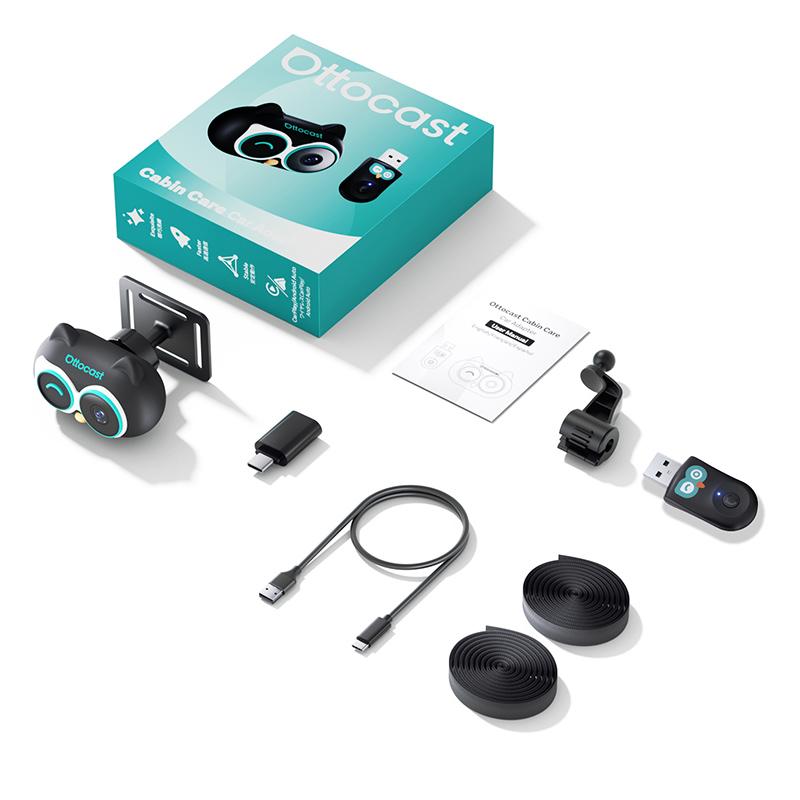 

Ottocast Cabin Care Wireless CarPlay Adapter 1080P Car Rear Seat Camera 150° Wide Angle Night For Kids & Pets For Benz Toyota VW For Wired CarPlayCar