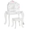 Children's Dressing Table with Stool and Adjustable Mirror, Vanity Table for Girls with Drawer, Makeup Table for Boys and Girls Ages 3-6, White