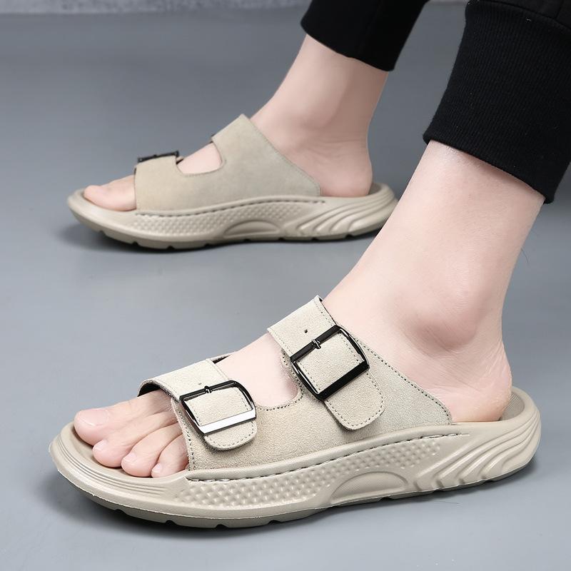 

Sandals men s summer thick-soled non-slip slippers men s leather outer wear casual fashion versatile beach shoes tide 45