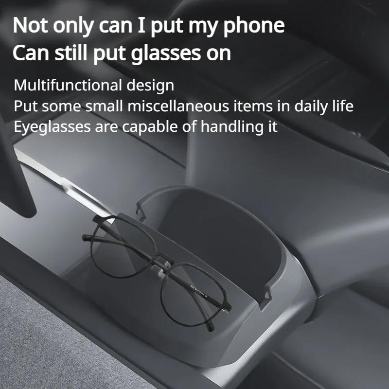 Steering Wheel Storage Box for Tesla Model 3+ Silicone Mobile Phone Holder Glasses Case for New Model3 Highland 2025 Accessories