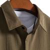 Summer Cotton Linen Shirt for Men's Lapel Loose Solid Color Hide Button Up Short Sleeve Shirts