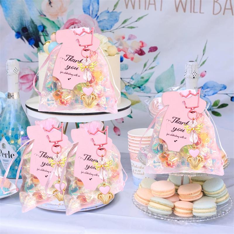 20 Sets Baby Shower Party Favors Include Baby Shower Angel Keychains Thank You Card Organza Bag For Baby Shower Birthday Party