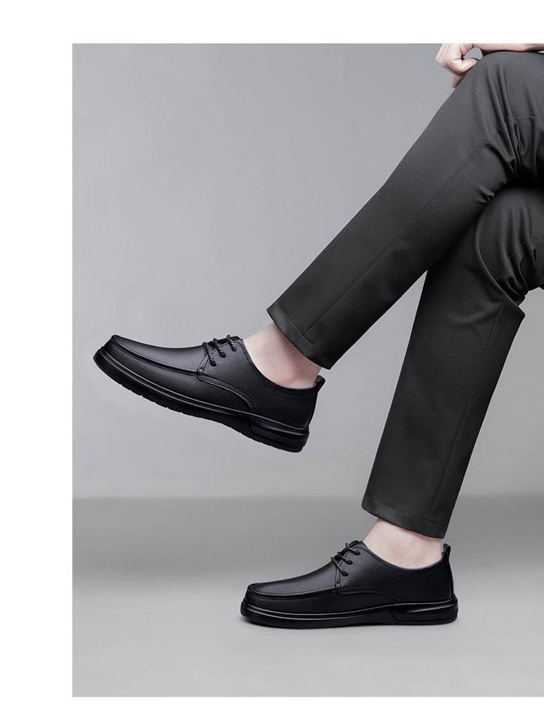 Herren Schnür-Loafer aus echtem Leder - Bequeme Rindsleder Business-Schuhe