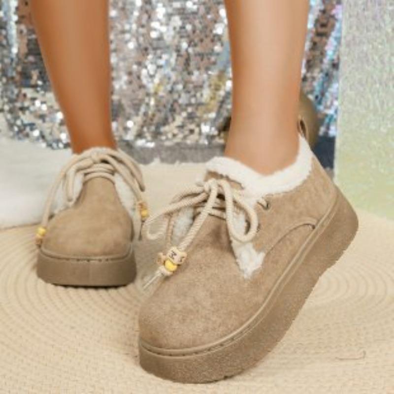 Fashion Winter Round Toe Suede Comfortable Thick Sole Non Slip Casual Women's Boots Fashionable New Lace Up Warm and Elegant Snow Boots