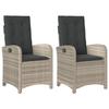 VidaXL Garden Reclining Chairs Set of 2 and Cushions Wicker 365174