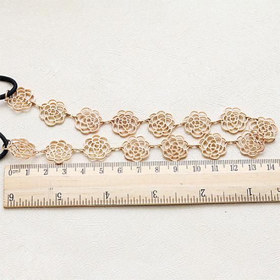 Lady Girl Fashion Sweet Metal Hollow Rose Flower Elastic Hair Band Headband