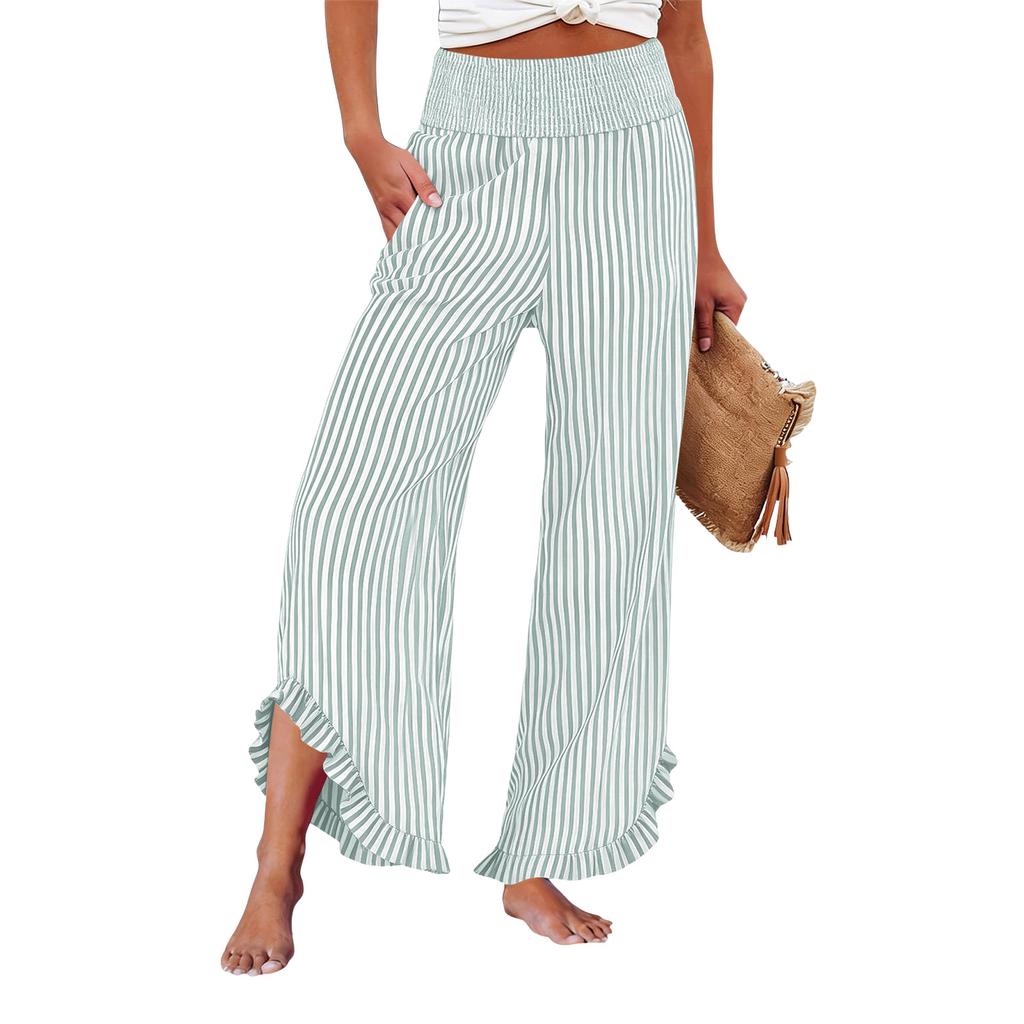 Womens Palazzo Pants Summer Casual Flowy Wide Leg Trousers Beach Travel Vacation Outfits