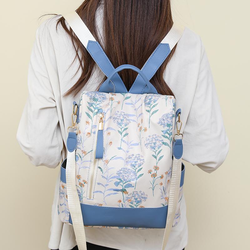 Fashion Color Blocking PU Leather Backpacks Multi Function Anti Theft Design Women's Backpack Large Capacity Leisure Travel Bags