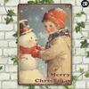 1pc 2d Christmas Snowmans Metal Sign Vintage Style Merry Christmas Metal Sign Home Bar Decor Cafe Bar Restaurant Shop 8*12inch