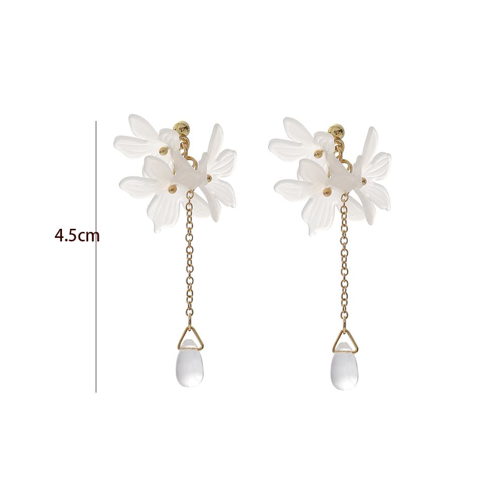White Women Transparent Crystal Small Fashion Daisy Dangle Ear Studs Drop Earrings Eardrop Jewelry