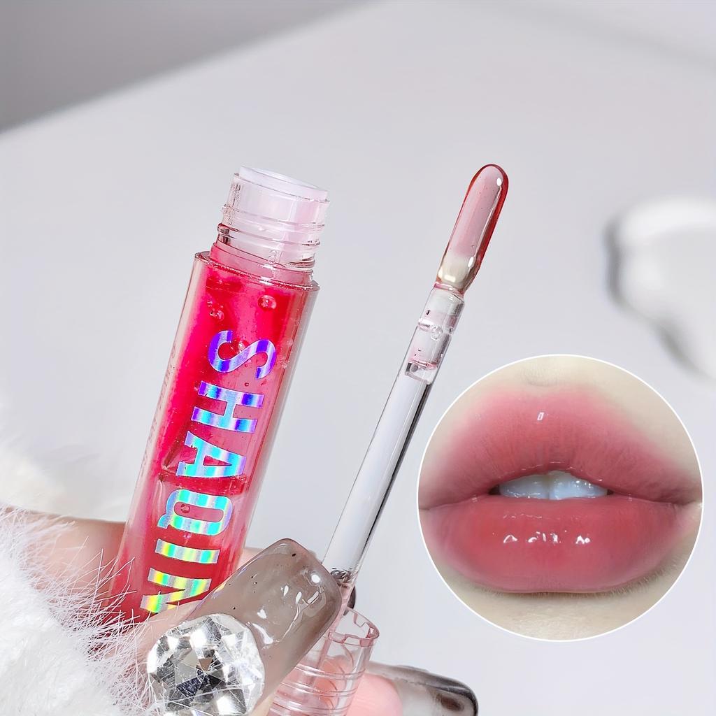 4 PCS Water-gloss Mirror Jelly Lip Gloss Moisturizing Lips Shimmer Lip Tint Lip Care Oil
