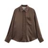 TAOP&ZA Spring/Summer Women's Striped Silk Satin Shirt and Casual Pants Set