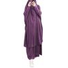 Large Hem Solid Color Robe Dress Hood Set Muslim National Costume