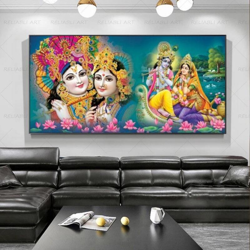 Radha Krishna  Buddha Canvas Art Prints  Modern Wall Decor for Living Room Unframed
