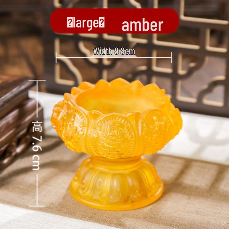 Siebenfarbig glasierter Lotus-Butterlampenhalter mit acht Glückssymbolen - Buddhistisches Kerzenständer-Ornament für Zuhause