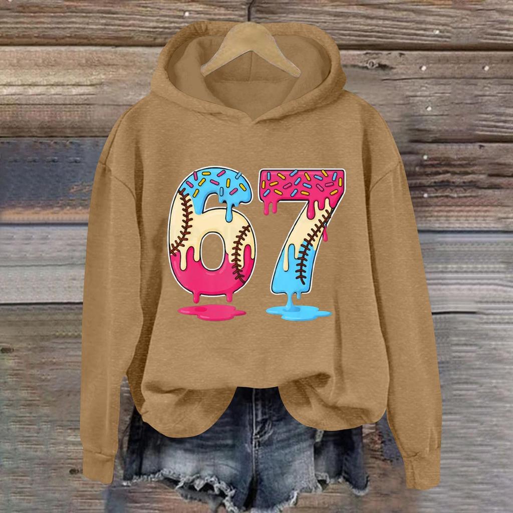 Women's Fashionable Casual Long-Sleeved Printed Hooded Sweatshirt