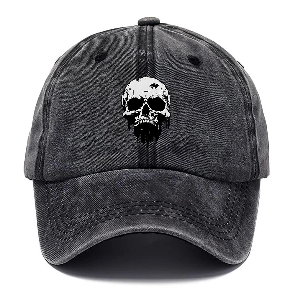 A Stylish Skull Print Designed for Men And Women Perfect for Streetwear And Casual Outings This Breathable Adjustable DAD Hat