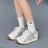 Retro leather color matching spring and summer new round head thick sole heightening breathable mesh sneakers
