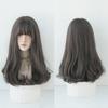 Lange Lockige Haare Damen Perücke mit Pony Täglich Braun Schwarz Rosa Lolita Cosplay Geflochtene Perücken Hitzebeständige Faser Party Kunsthaar