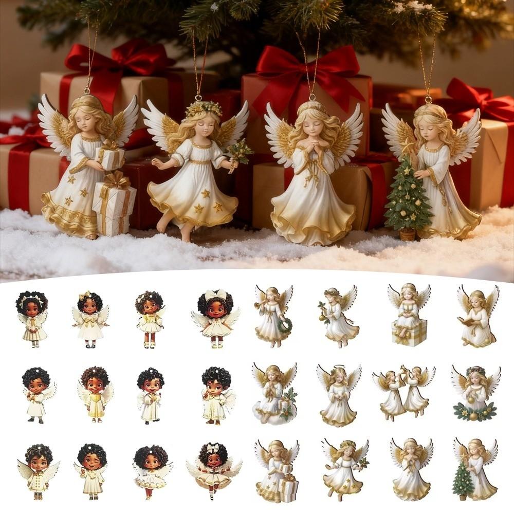 24/36 szt. Wiszące zawieszki świąteczne w stylu vintage, ozdoby na choinkę, nowe zawieszki aniołki, dekoracje świąteczne