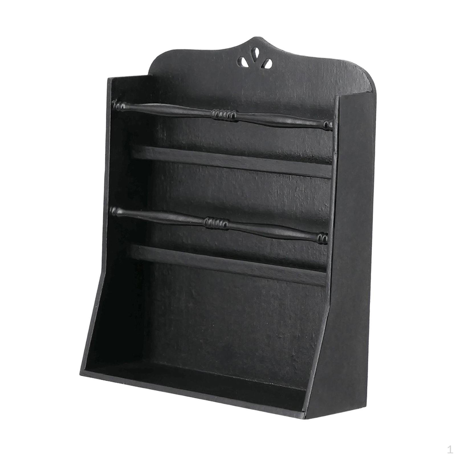 

Dollhouse Cabinet Bookcase Display Shelves Furniture Bookshelf Stand for 1/6 Doll Room Box Black Small