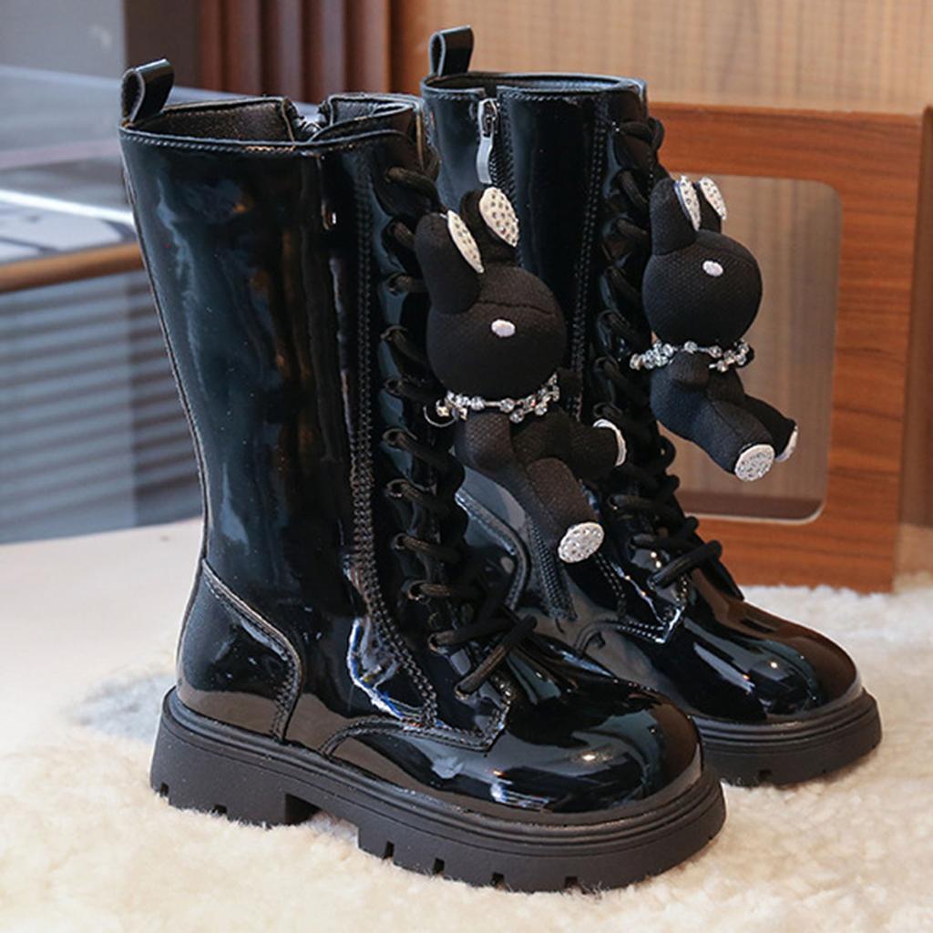Autumn Girls Long Leather Boots 2026 Soft Soled Kids Fashion Princess Boots Bowknot Non-Slip Outdoor Children Boots Plush Winter