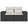 Garden Sofa with Cushions 2 Seater Black Poly Rattan