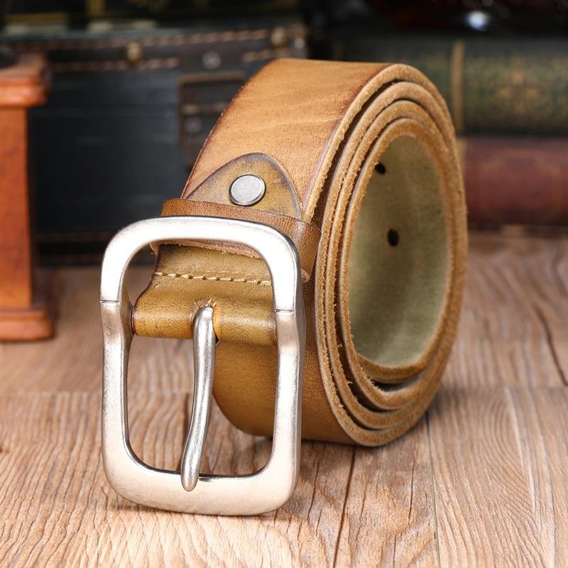 Waistband: Men's belt, top layer cowhide, pin buckle, waistband, casual and versatile jeans
