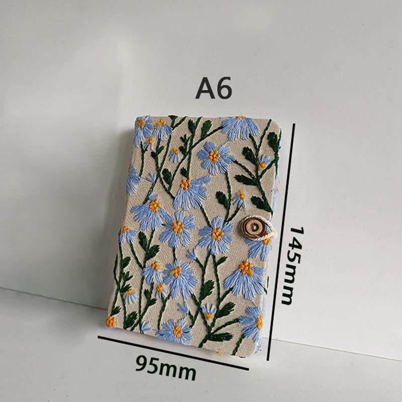 

A5 A6 Тканинний вишитий записник Тканинний блокнот Порожній 100 аркушів/200 сторінок З закладкою та кнопкою A1