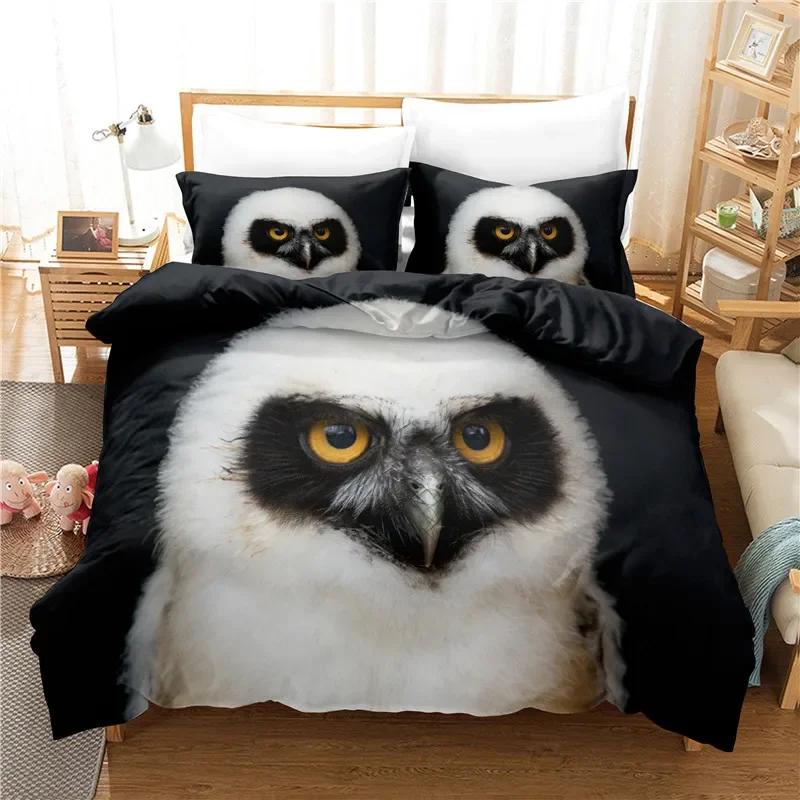 3D Print Bedclothes Lovely Owl Beding Soft Duvet Cover featuring Pilowcases 140*210 Single Double Sized Dimensions Lovely Bed Linen Sets for Boy
