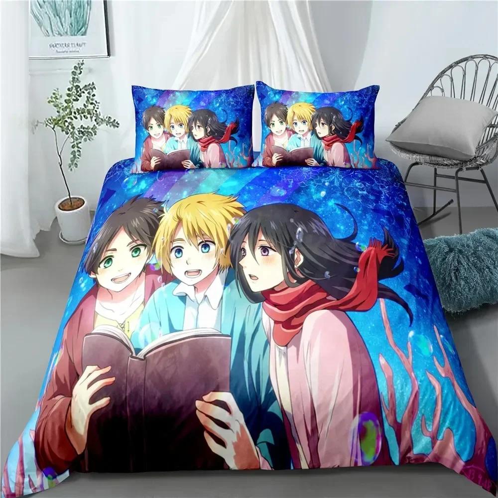 Fashion Anime Attack on Titan Home Textile Pillow Case Bed Linen Duvet Covers Kid Comforter Bedding Set Queen King Home Textiles