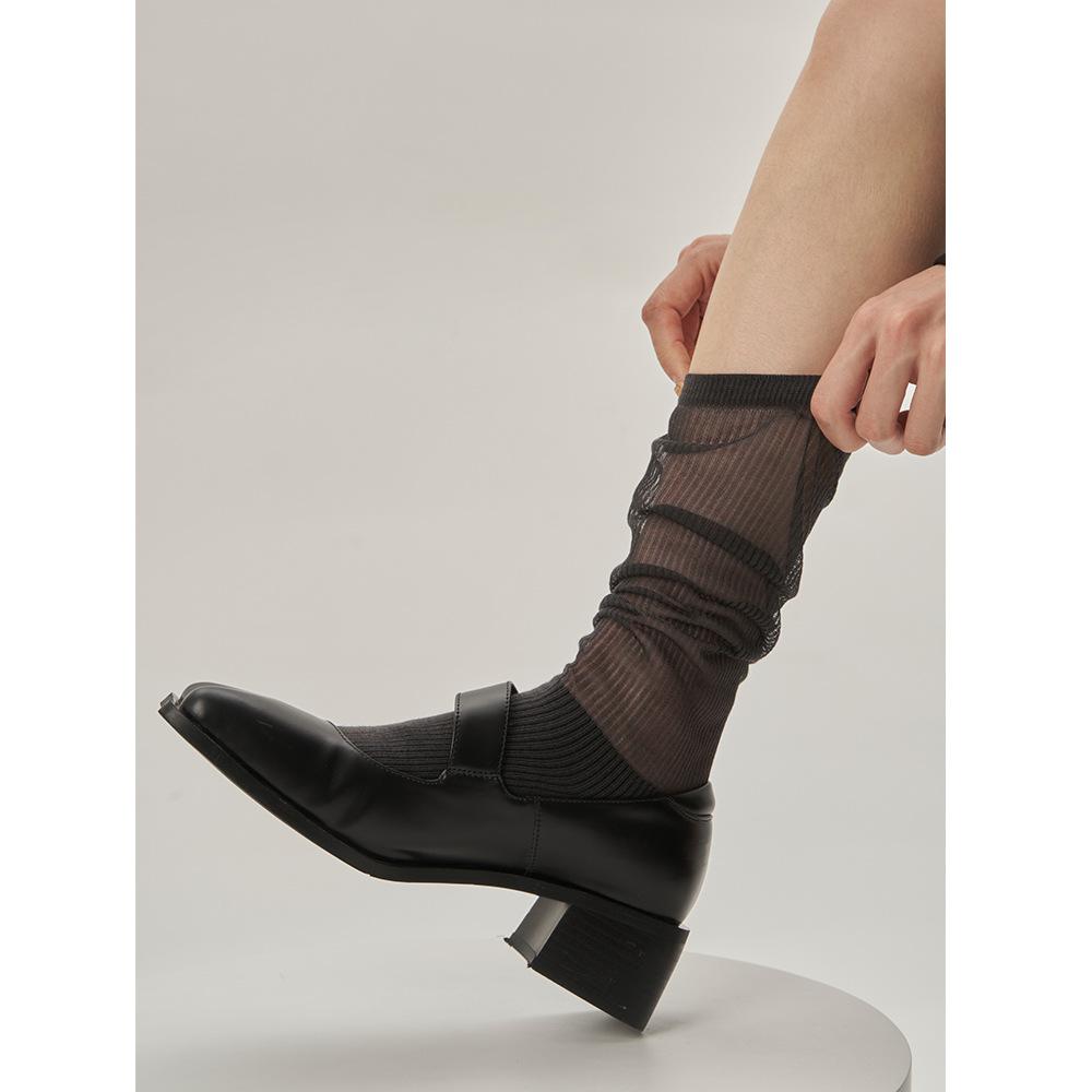 

Женские весенне-летние тонкие хлопковые носки для танцев, балета, с отворотом 1 pair темно серый