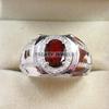 Garnet Oval Cut Gemstone With 925 Sterling Silver Ring For Men's #B107 JL375671448798