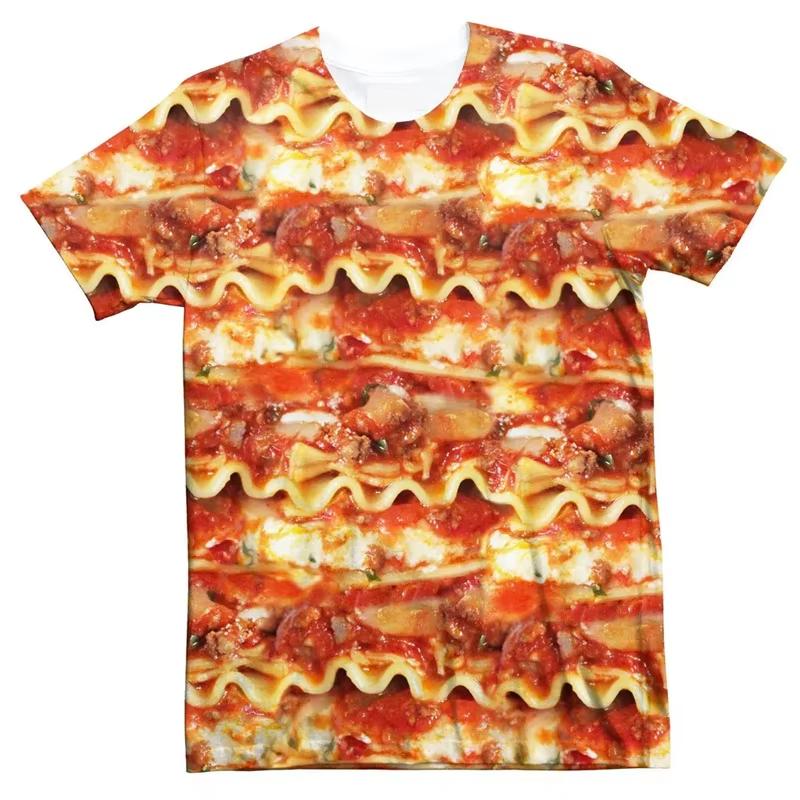 3D Print Funny Fried Chicken T-Shirts Pizza Food Graphic Men s Short Sleeve T Shirt Oversized L