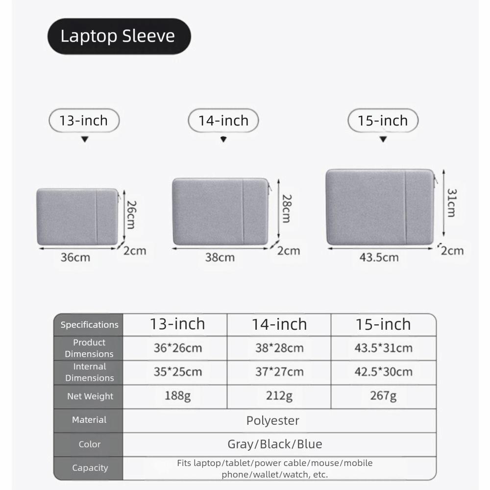 Shockproof Laptop Handbag Case 13.3/14/15 Inch Protective Pouch Laptop Sleeve Bag  Office Use