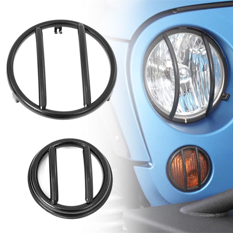LED Light Shell For Jeep Wrangler JK 2007-2017 Headlamp Turn Signal Light Rear Tail Lamp Protector Guard Cover