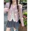 Striped Faux Two-Piece Knit Cardigan, Autumn 2025 - One Size Versatile Korean Style