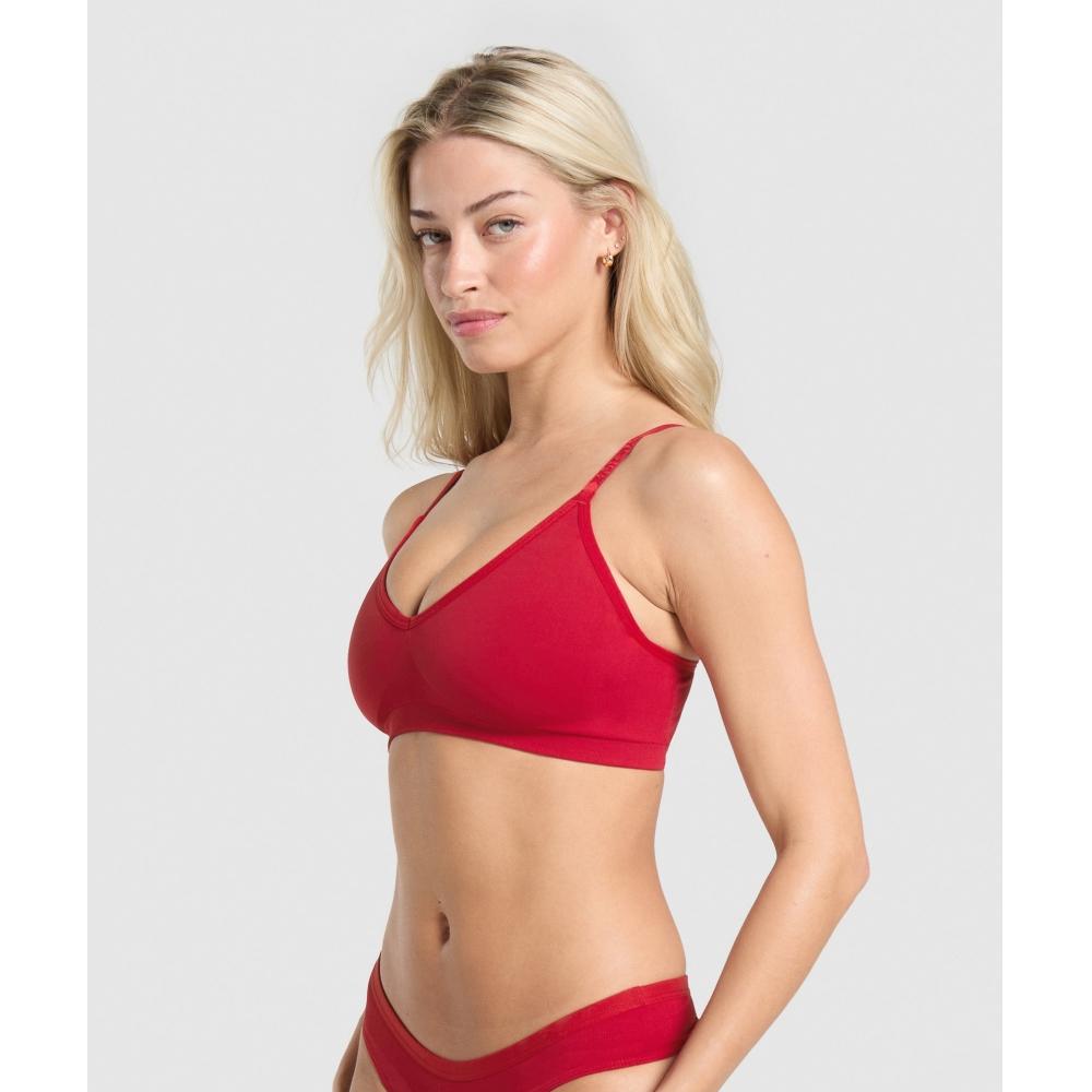 Gymshark Seamless V Neck Bralette Carmine Red B6a7k Rbqw