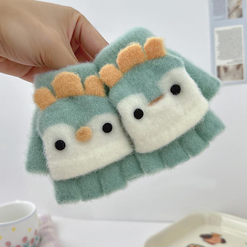 Christmas Penguin Winter Children's Gloves Cute Finger Baby Warm Half Finger Flip Cover for Boys Girls Mittens Gloves 2-6Years