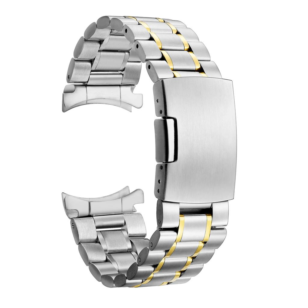 18 20 22 24mm 316L Stainless Steel Curved End Watch Strap Wrist Band Bracelet Folding Buckle Watch Accessories with Tool