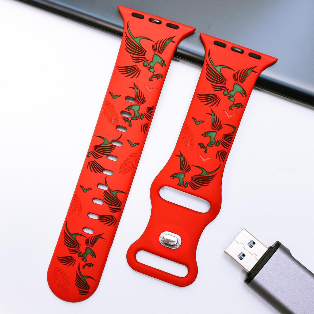 Dual-Color Eagle Engraved Silicone Strap for Apple Watch Series